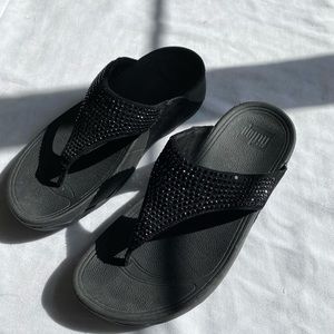 Fit Flops black sequin sandals size 7